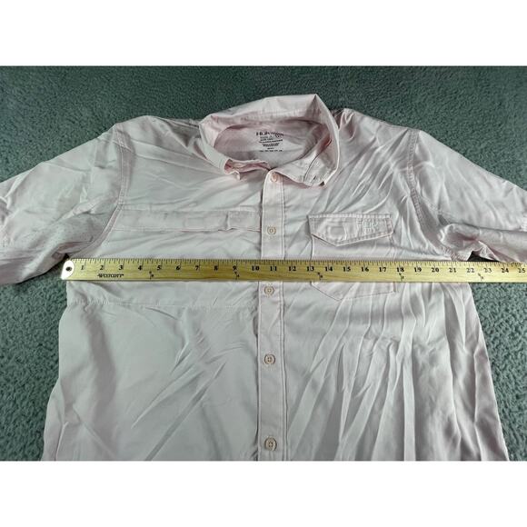 Huk Performance Fishing Shirt Mens Medium Pink Button Up Short Sleeve Pockets - Picture 5 of 6